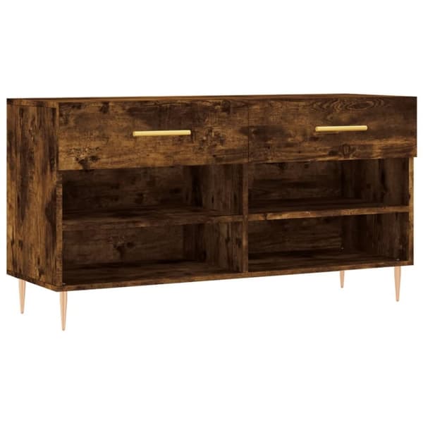 vidaXL skobænk 102x35x55 cm konstrueret træ røget egetræsfarve