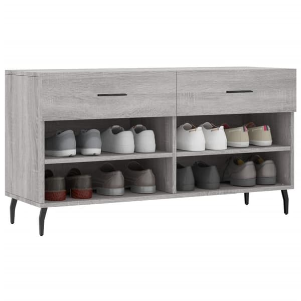 vidaXL Skobänk grå sonoma 102x35x55 cm konstruerat trä