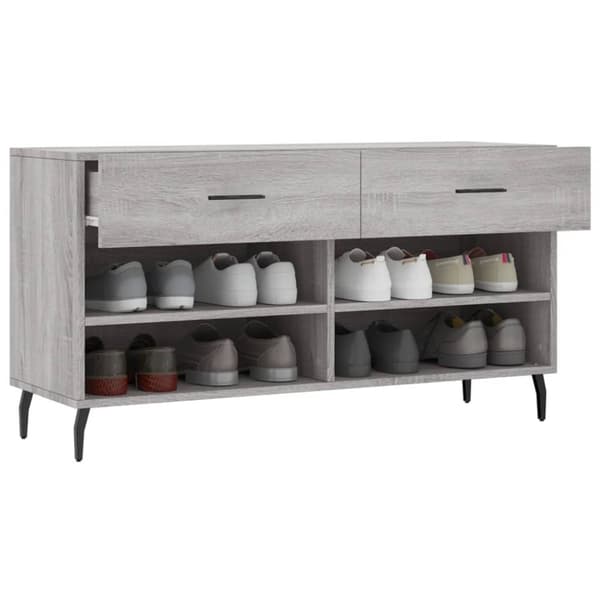 vidaXL Skobänk grå sonoma 102x35x55 cm konstruerat trä