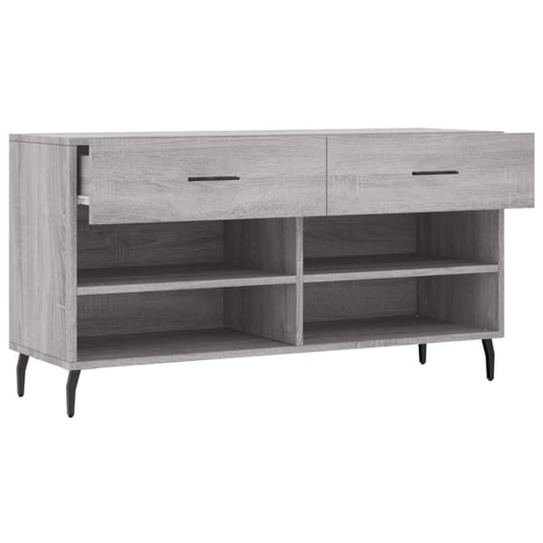 vidaXL Skobänk grå sonoma 102x35x55 cm konstruerat trä
