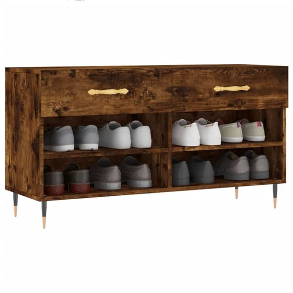 vidaXL Skobenk røkt eik 102x35x55 cm konstruert tre