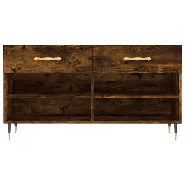 vidaXL Skobenk røkt eik 102x35x55 cm konstruert tre