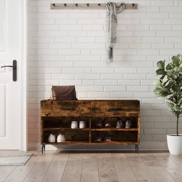 vidaXL Kenkäpenkki savutammi 102x35x55 cm tekninen puu