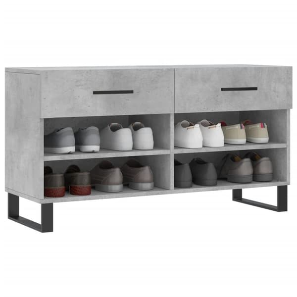 vidaXL Skobenk betonggrå 102x35x55 cm konstruert tre