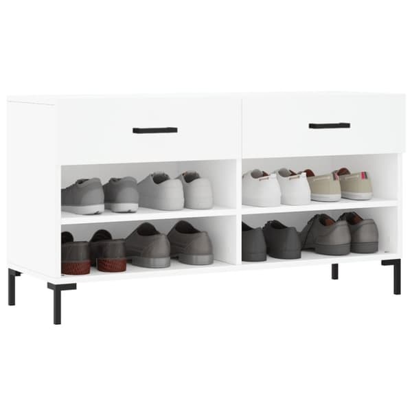 vidaXL Skobenk hvit 102x35x55 cm konstruert tre