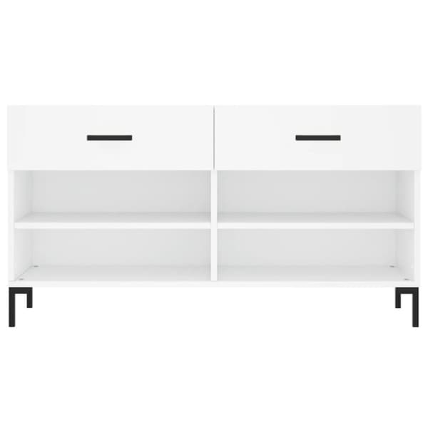 vidaXL Skobenk hvit 102x35x55 cm konstruert tre