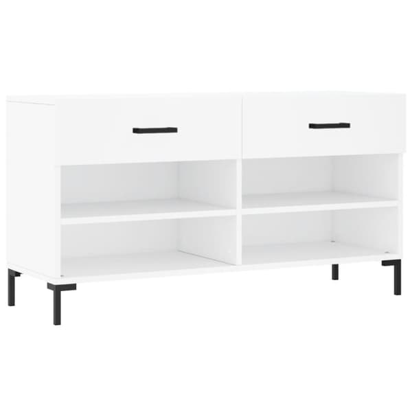 vidaXL Skobenk hvit 102x35x55 cm konstruert tre