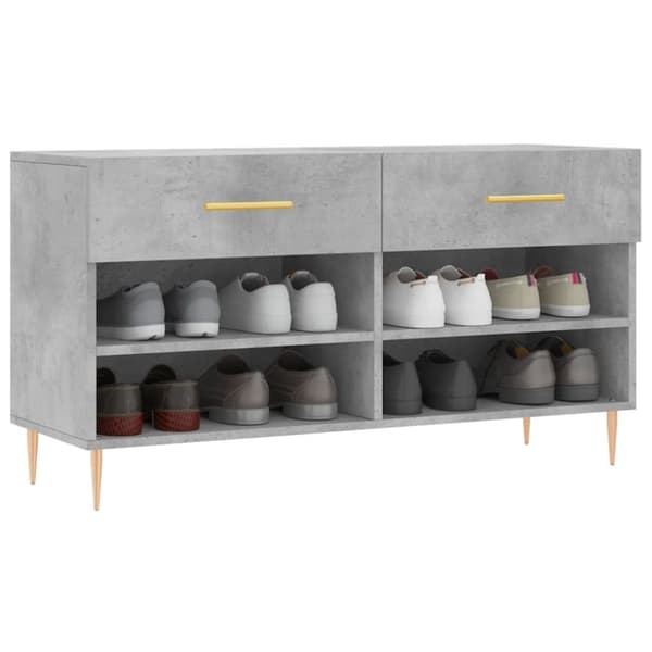 vidaXL Kenkäpenkki betoninharmaa 102x35x55 cm tekninen puu
