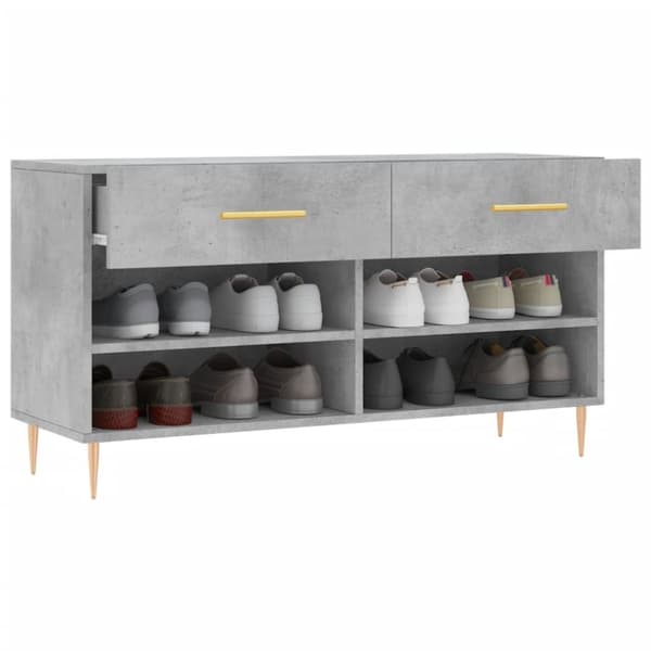 vidaXL Kenkäpenkki betoninharmaa 102x35x55 cm tekninen puu