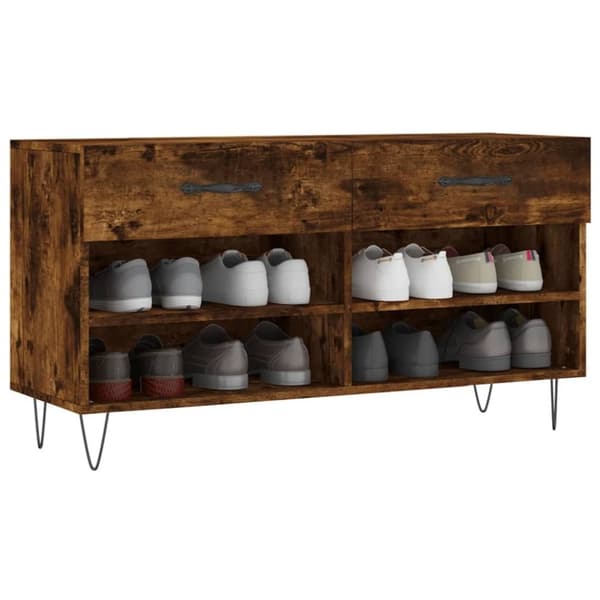 vidaXL skobænk 102x35x55 cm konstrueret træ røget egetræsfarve
