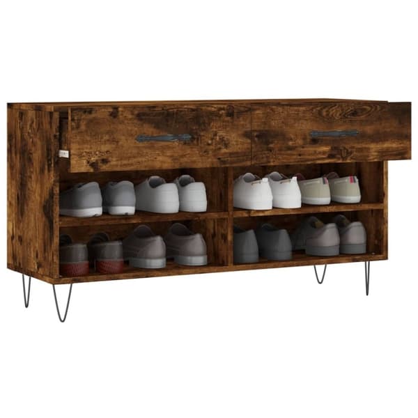 vidaXL skobænk 102x35x55 cm konstrueret træ røget egetræsfarve