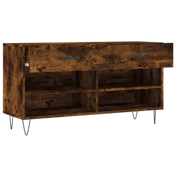 vidaXL skobænk 102x35x55 cm konstrueret træ røget egetræsfarve