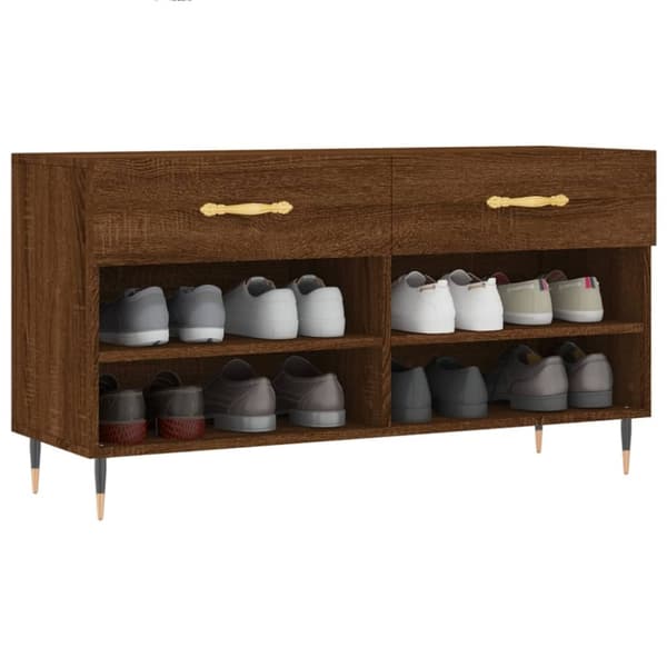 vidaXL Kenkäpenkki ruskea tammi 102x35x55 cm tekninen puu