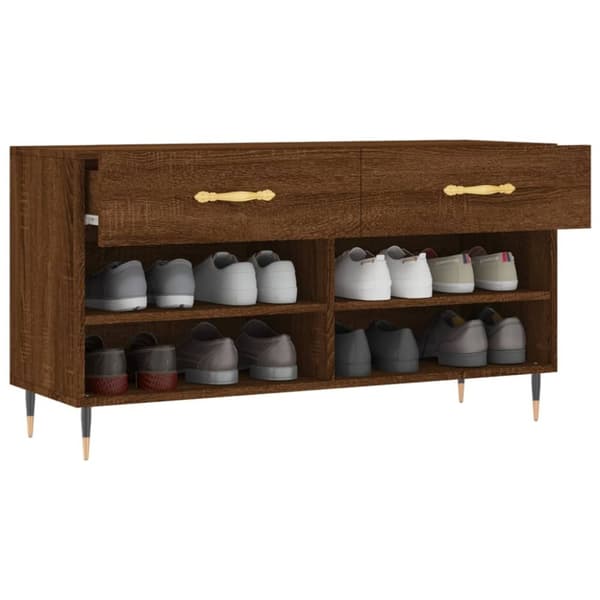 vidaXL Kenkäpenkki ruskea tammi 102x35x55 cm tekninen puu