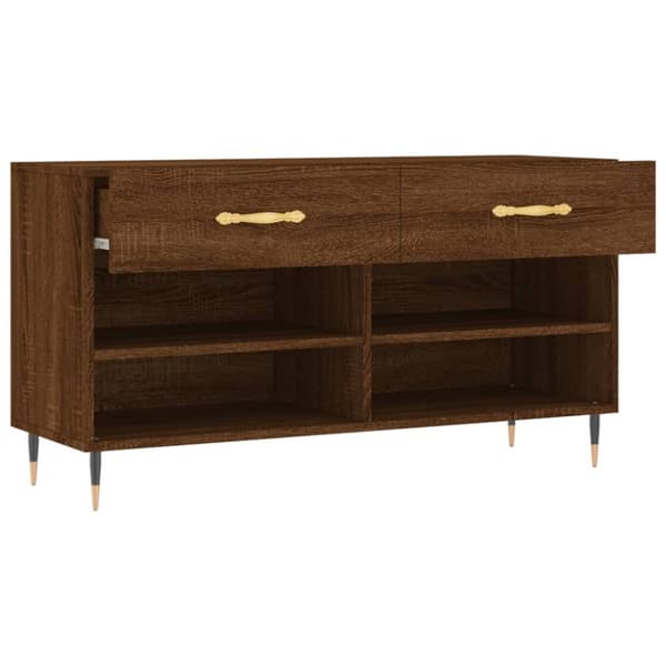vidaXL Kenkäpenkki ruskea tammi 102x35x55 cm tekninen puu
