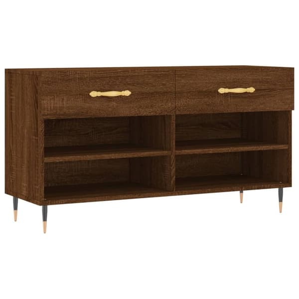 vidaXL Kenkäpenkki ruskea tammi 102x35x55 cm tekninen puu