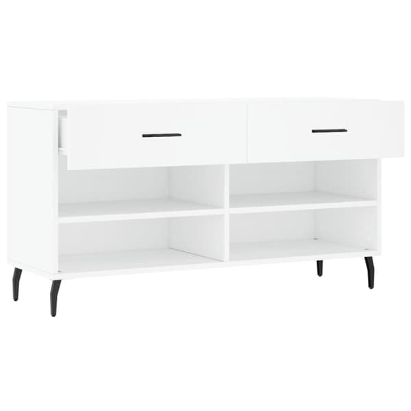 vidaXL Skobenk hvit 102x35x55 cm konstruert tre