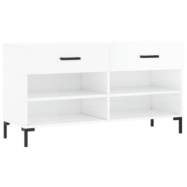 vidaXL skobænk 102x35x55 cm konstrueret træ hvid højglans