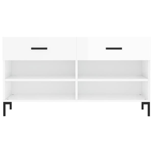 vidaXL Skobenk høyglans hvit 102x35x55 cm konstruert tre