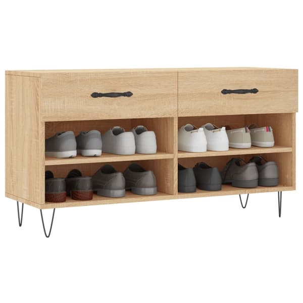 vidaXL Skoskap sonoma eik 102x35x55 cm konstruert tre