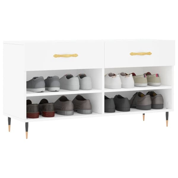 vidaXL Skobenk hvit 102x35x55 cm konstruert tre