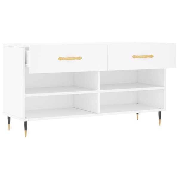 vidaXL Skobenk hvit 102x35x55 cm konstruert tre