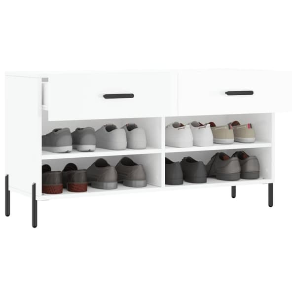 vidaXL Skobänk vit högglans 102x35x55 cm konstruerat trä