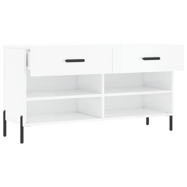 vidaXL Skobänk vit högglans 102x35x55 cm konstruerat trä