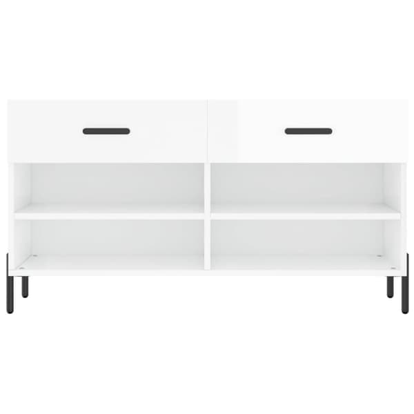 vidaXL Skobänk vit högglans 102x35x55 cm konstruerat trä