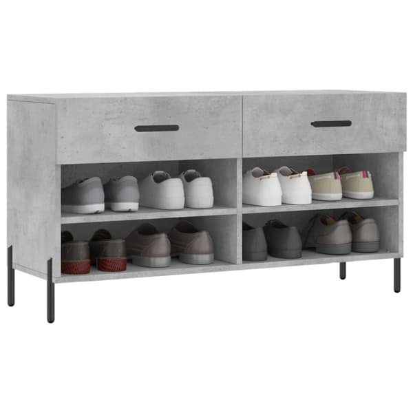 vidaXL Skobenk betonggrå 102x35x55 cm konstruert tre