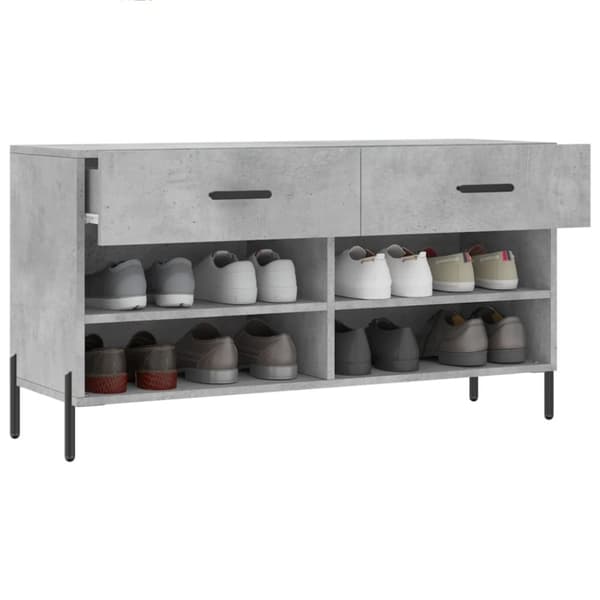 vidaXL Skobenk betonggrå 102x35x55 cm konstruert tre