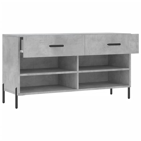 vidaXL Skobenk betonggrå 102x35x55 cm konstruert tre