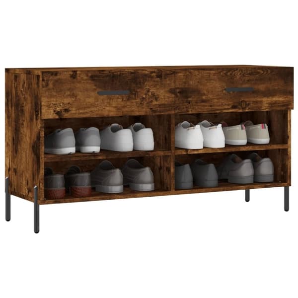 vidaXL Skobenk røkt eik 102x35x55 cm konstruert tre