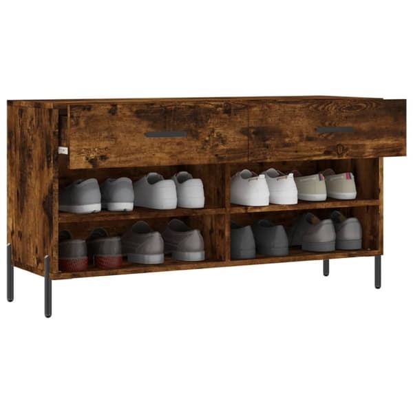 vidaXL Skobenk røkt eik 102x35x55 cm konstruert tre