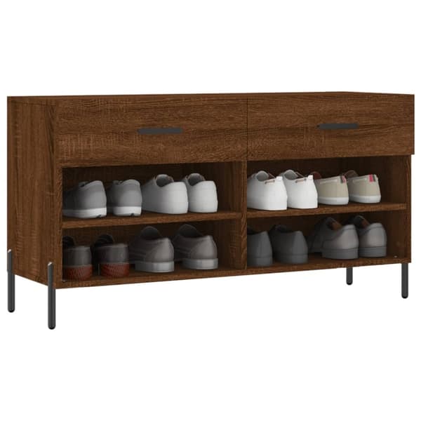 vidaXL Skobenk brun eik 102x35x55 cm konstruert tre