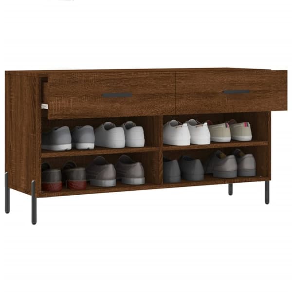 vidaXL Kenkäpenkki ruskea tammi 102x35x55 cm tekninen puu