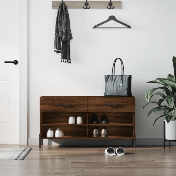 vidaXL Kenkäpenkki ruskea tammi 102x35x55 cm tekninen puu