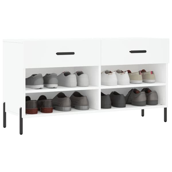 vidaXL Skobenk hvit 102x35x55 cm konstruert tre