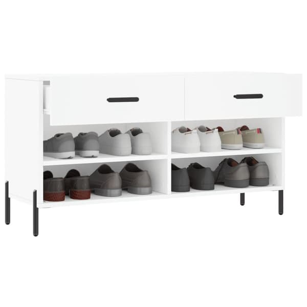 vidaXL Skobenk hvit 102x35x55 cm konstruert tre