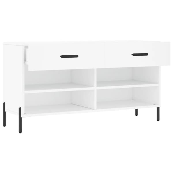 vidaXL Skobenk hvit 102x35x55 cm konstruert tre