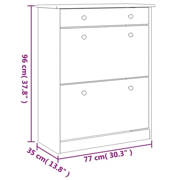 vidaXL skoskab ALTA 77x35x96 cm massivt fyrretræ hvid