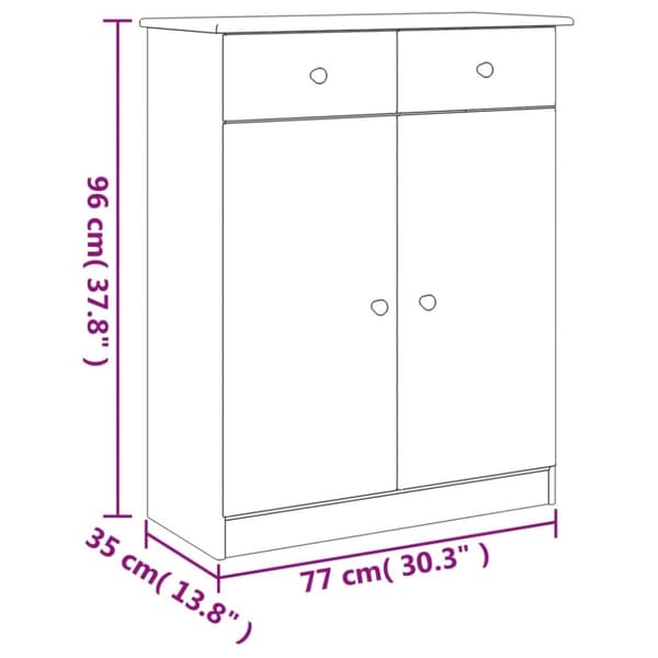 vidaXL Skoskap ALTA hvit 77x35x96 cm heltre furu