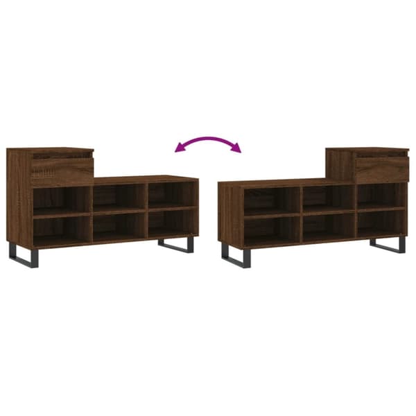 vidaXL skoskab 102x36x60 cm konstrueret træ brun egetræ