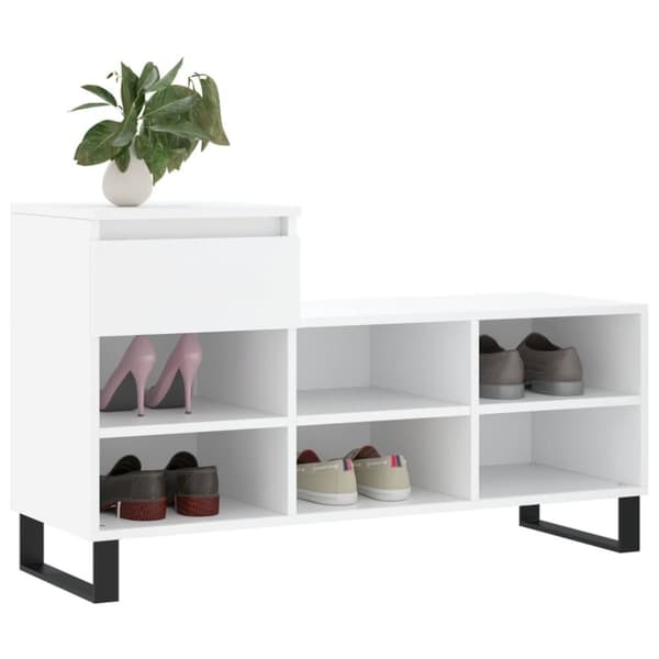 vidaXL Skoskap hvit 102x36x60 cm konstruert tre