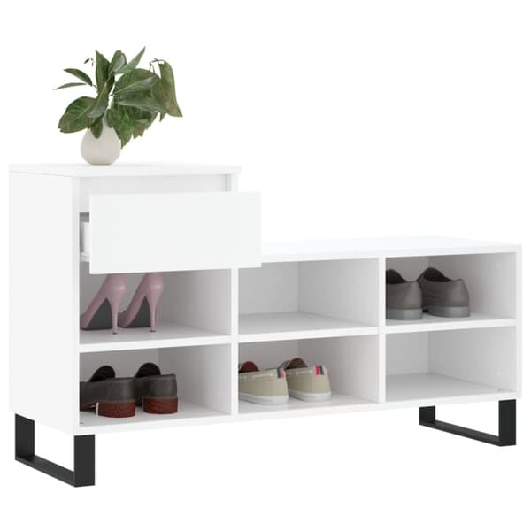 vidaXL Skoskap hvit 102x36x60 cm konstruert tre