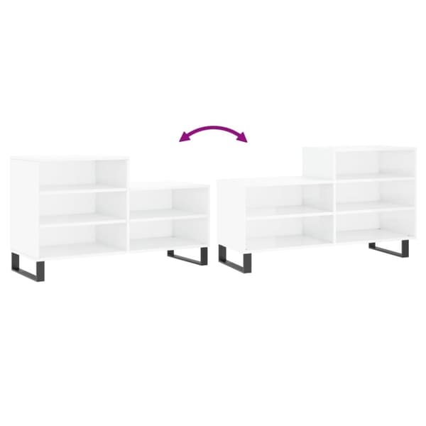 vidaXL Skoskap høyglans hvit 102x36x60 cm konstruert tre