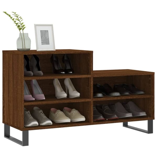 vidaXL skoskab 102x36x60 cm konstrueret træ brun egetræ