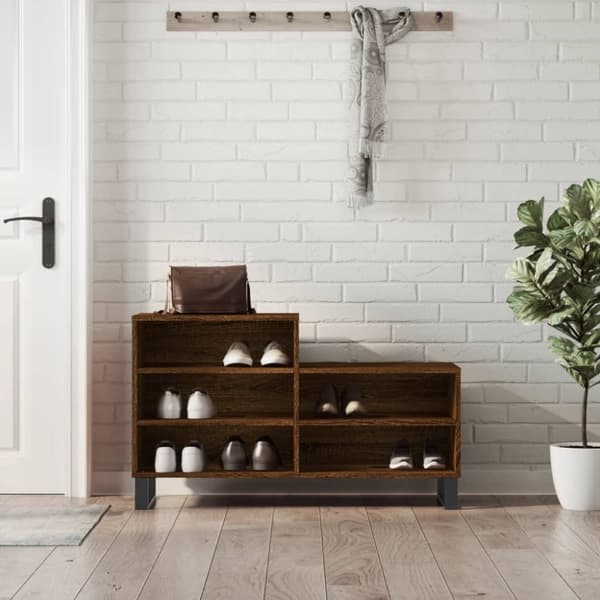 vidaXL skoskab 102x36x60 cm konstrueret træ brun egetræ