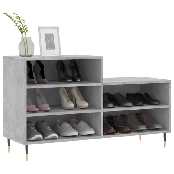 vidaXL Kenkäkaappi betoninharmaa 102x36x60 cm tekninen puu