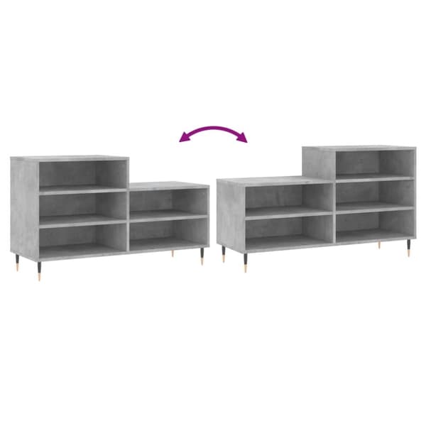 vidaXL Kenkäkaappi betoninharmaa 102x36x60 cm tekninen puu